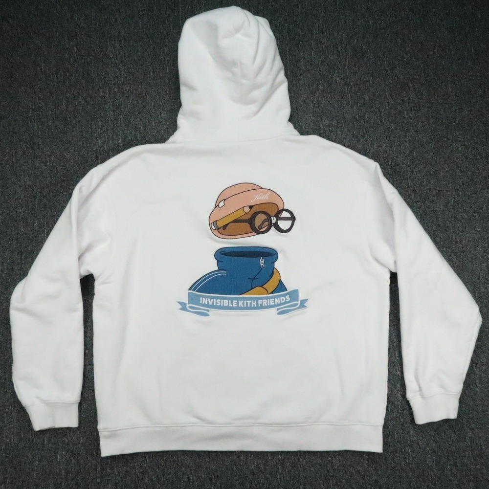 Kith Hoodie Mens XXL White Invisible Friends Graphic Pullover Hooded Heavyweight - Picture 1 of 11